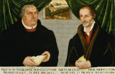 Double Portrait de Martin Luther (1483-1546) et Philip Melanchthon (1497-1560) - Lucas Cranach the Younger